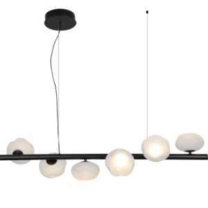 Lustre suspendu moderne en verre laiteux givré, en métal noir, pour <span class=keywords><strong>salle</strong></span> à <span class=keywords><strong>manger</strong></span>, salon et chambre à coucher - Product Image 4