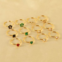 Nouvelle conception de bague en zircone cubique, acier inoxydable non ternissant, plaqué or, petite bague ouverte mignonne en forme de goutte d'eau en zircon