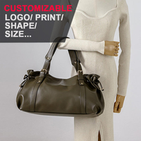 Individuelles Logo-Design PU-Leder Umhängetasche Retro Bowling Handtasche Große Kapazität Unterarmtasche für Frauen Arbeit Einkaufen Reisen