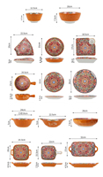 Assiettes de dîner en céramique Mandala bohème en gros, assiettes rondes rétro colorées pour salades et desserts