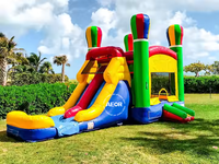 Château gonflable pour parc d'attractions commercial, château gonflable pour enfants avec toboggan et piscine