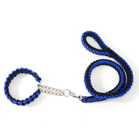 Collier et laisse tactiques pour chien en nylon/polyester résistant, élastique, bleu, rouge, écologique, corde tressée à 8 brins