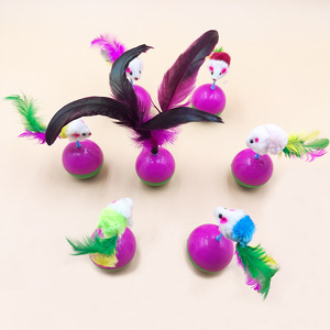 ของเล่นหนูพอลิเมอร์แบบมีขนในธีมแมวของ Pipi TAO ดีไซน์หนูขนนกไก่หลากสี - Product Image 2