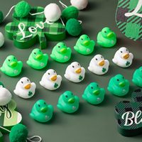 Canards en caoutchouc pour le jour de la Saint-Patrick, mini décoration de canard pour fête de la Saint-Patrick, jouet de bain, shamrock, vacances, 1.6 pouces