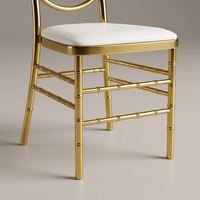 Chaises de mariage empilables électro-plaquées de luxe modernes, chaise de banquet dorée avec coussin en PU