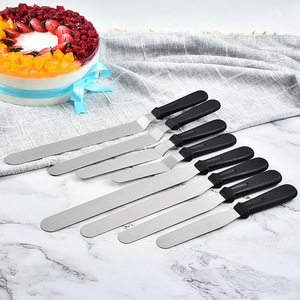 Factory wholesale plastic handle 4/6/8/10 inch spatulas, butter knives, cake and cream scrapers, straight handles and curved - Product Image 2