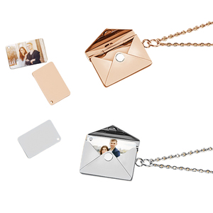สร้อยคอจี้รูปทรงซองจดหมายแบบสั่งทำได้ - จี้โลหะเปล่าสำหรับพิมพ์ภาพด้วยความร้อนแบบ DIY - Product Image 2
