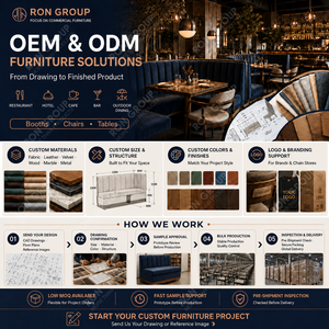 Ensemble <span class=keywords><strong>de</strong></span> mobilier <span class=keywords><strong>de</strong></span> restaurant commercial <span class=keywords><strong>de</strong></span> luxe Ron Group, banquette en cuir à dossier haut, chaise rembourrée, table carrée pour restaurant - Product Image 6