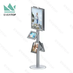 Floor Stand Display Kiosk LSF04-C 8 10" Floor Standing Device Integration IPad Kiosk With Graphic Panel Sign Snap Frame Display Tablet Kiosk Stand Locking