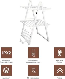 Stendibiancheria Elettrico Riscaldato Pieghevole con Timer e Spegnimento Automatico per Vestiti, Scarpe e Calzini - Product Image 6
