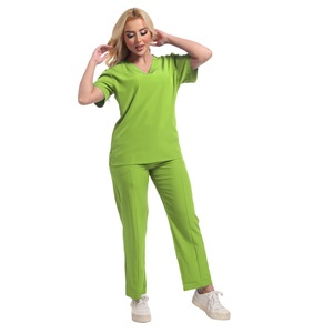 HZMNOI Women's <b>Scrub</b> Set <b>Blue</b> Short Sleeve V Neck Pants Moisture Wicking Hospital Uniforms Workwear Clothing Size S XXL - Product Image 3