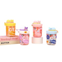 Gourde portable pour filles, 500 ml, sans BPA, réutilisable, en plastique, avec paille/filtre, pour enfants