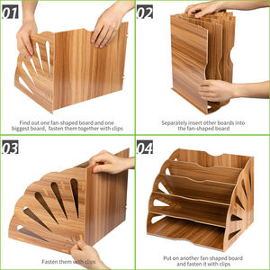 Nhà Máy Bán buôn tre Cuốn sách lưu trữ hộp A4 giấy Tạp Chí bằng gỗ Nộp Hồ Sơ Giá Divider bàn Organizer cuốn sách lưu trữ chủ - Product Image 5