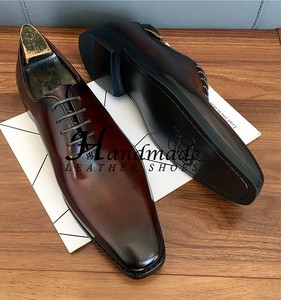 Chaussures Oxford pour hommes en cuir véritable haut de gamme, faites à la main, à bout pointu, style business formel, avec motif brocart sculpté, imperméables - Product Image 6