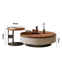 Ensemble de meuble TV et table basse en bois massif luxueux avec rangement, design moderne pour usage hôtelier, mobilier de salon haut de gamme