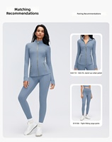 Vestes de sport pour femmes, coupe ajustée, veste d'entraînement zippée, vestes de course avec poches à fermeture éclair dorées