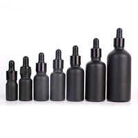 Flacon compte-gouttes en verre noir mat de 10 ml à 100 ml, flacon d'huile essentielle avec bouchon doré, logo personnalisé et impression sur soie
