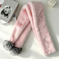 Écharpe polyvalente en peluche double face pour l'automne et l'hiver, imitant la fourrure de vison avec pompon en fourrure