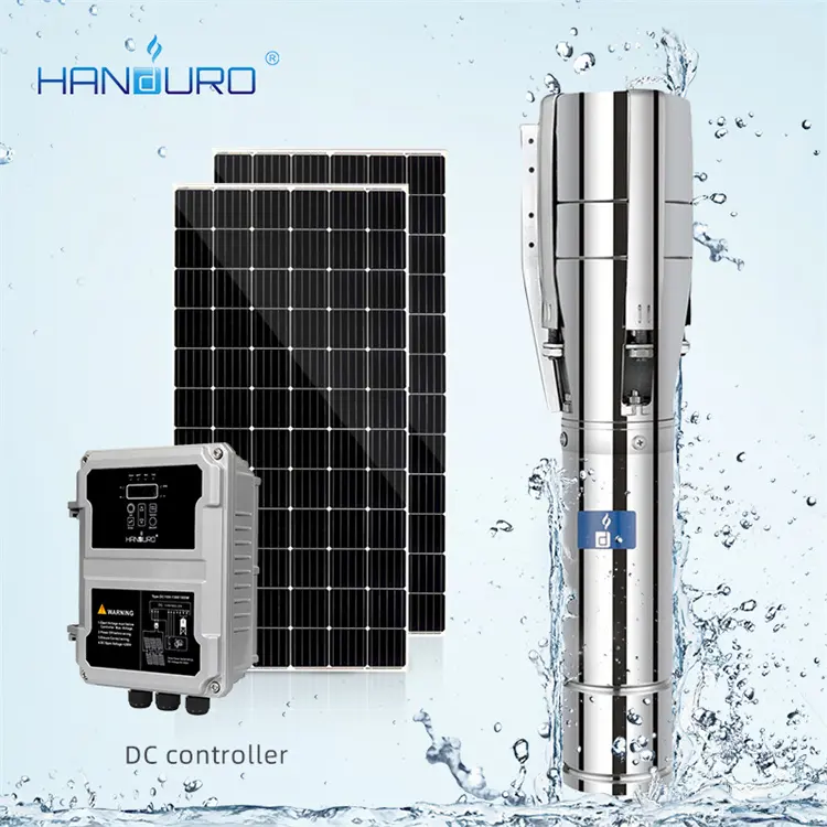 Handuro Big Flow Submersible DC Solar Power Deep Well Water Pump For Agriculture