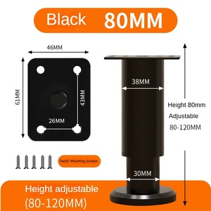 Hiện đại màu đen Kính thiên văn có thể điều chỉnh chiều cao chân sắt đồ nội thất phần cứng cho giường tủ bàn chân nhựa đứng cho nhà văn phòng - Product Image 4