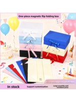 Einfarbige Minimalistische Schleifenband-Klappbox Einteilige Faltbare Geschenkbox Magnetverschluss Laminierte Oberfläche Vierfarbiger Druck