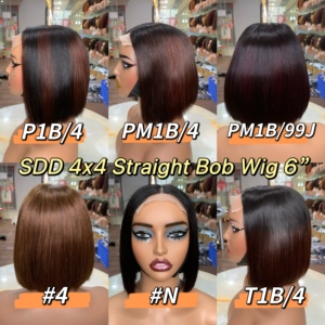 SDD Bone Straight 4x4 Lace Closure <b>Bob</b> <b>Wigs</b> Raw Vietnamese Hair Silky Straight Short <b>Wigs</b> - Product Image 2