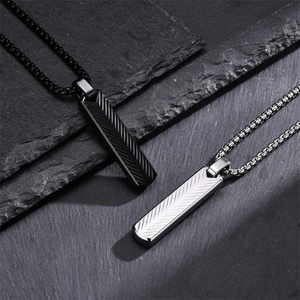 Collar de Cadena de Eslabones Rectangulares Tridimensionales de Acero Inoxidable, Simple y Grabable, Chapado en Platino, para Hombre, en Oferta - Product Image 4