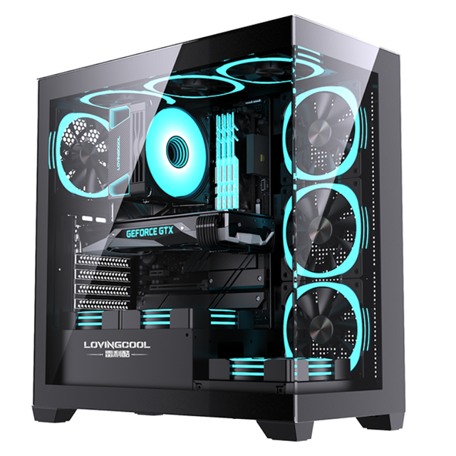 LOVINGCOOL New Design Gaming Computer Case Custom Factory Price Tempered Glass Mid Tower Gamer Case ATX PC Chassis with USB 3.0