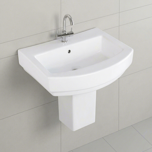 Art Ceramic Sanitary Ware Lavabo Half Pedestal Sink Wash Basin Eco Friendly For Mall Villa Use - Product Image 3
