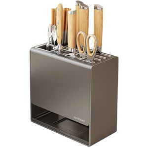 Toolhead Wall Mounted Chopstick Holder Gunmetal Rectangular Punch Free Multipurpose Kitchen <b>Storage</b> Rack - Product Image 5