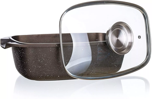 Sartén cuadrada de aluminio para pescado, <span class=keywords><strong>asador</strong></span> de pescado antiadherente con tapa de acero inoxidable, juego de ollas de cocina - Product Image 2