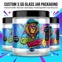 Botol Kaca UV Violet 3,5g Grosir dengan Tutup, Cetak Label Kustom untuk Kemasan Bunga Kering, Wadah Kedap Udara Anti Bau