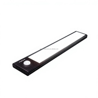 GNSOURCE Lampe LED noire super lumineuse rechargeable par USB 5V avec détecteur de mouvement PIR, éclairage sous armoire pour éclairage intérieur de camping-car
