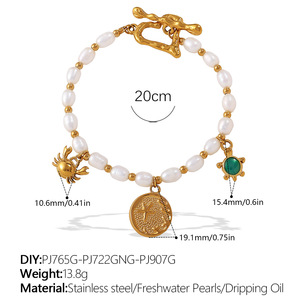 Collar con Dijes de Perlas Chapadas en Oro y Colgantes de Animales, Joyería de Cadena con Cuentas de Estilo Vintage para Regalo Unisex - Product Image 5