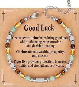 Bracelet coulissant triple protection pour la grossesse, personnalisé avec cristaux de guérison, bijou porte-bonheur perlé, cadeau pour femmes et adolescentes - Product Image 6
