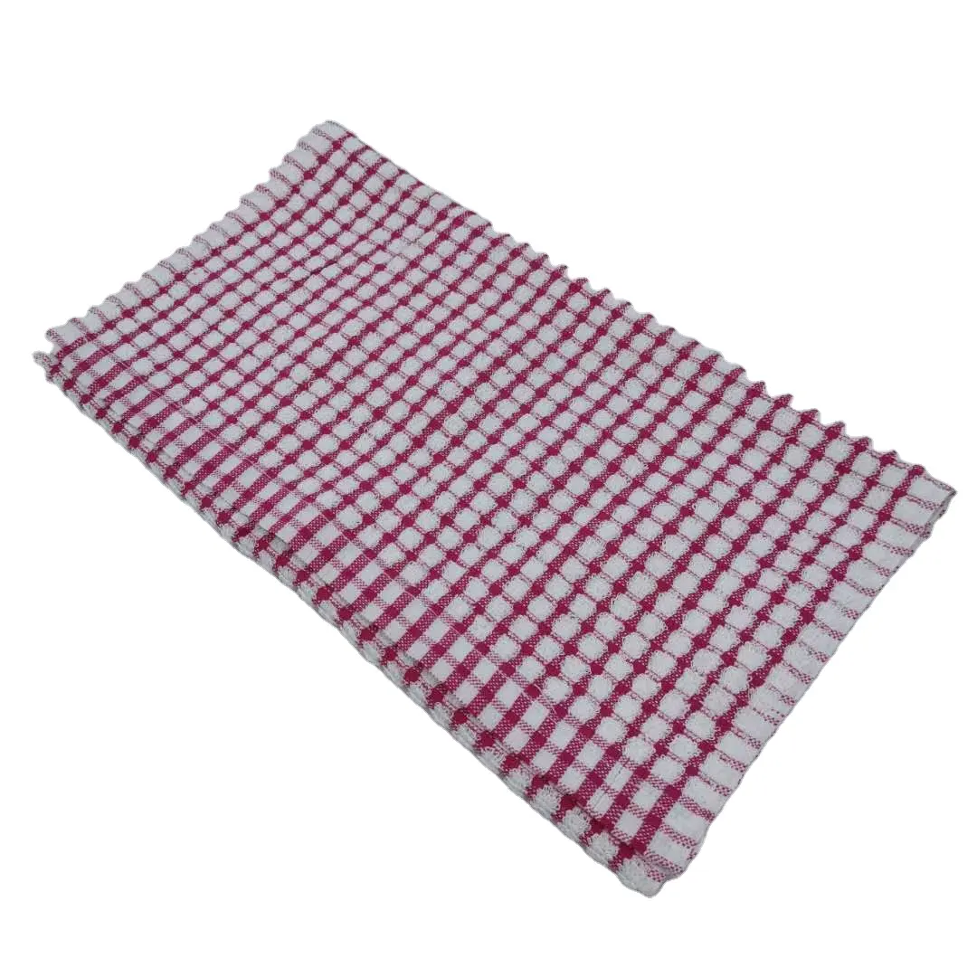 Недорогое хлопчатобумажное окрашенное красное махровое чайное полотенце оптом