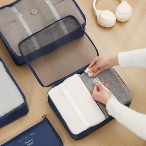 Light <b>Weight</b> Foldable Polyester Luggage <b>Storage</b> Packing Cubes 8 Pcs Set with Zipper Closure Portable Travel Organizer - Product Image 5