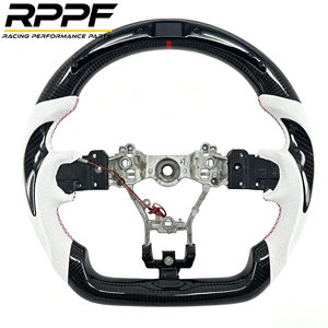 Volant en fibre de carbone véritable pour 86 BRZ FR-S 2012-2016, cuir blanc, pièces intérieures personnalisées pour voiture avec LED - Product Image 1