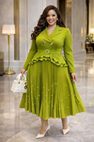 Robe Blazer Femme de Haute Qualité, Directement de l'Usine, Élégante, à Manches Longues, Coupe A-Line Plissée, Robe Midi Tendance pour Soirée