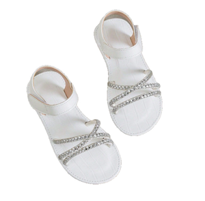 Sandalias de Playa Blancas para Niñas al por Mayor, Antideslizantes, con Suela Plana y Cristales, para Edades de 3 a 15 Años - Product Image 6