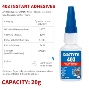 Adhesivo Instantáneo <span class=keywords><strong>Loctite</strong></span> 401 403 406 460 495 496 al por Mayor, <span class=keywords><strong>para</strong></span> Metal, Goma, Plástico, Cerámica, <span class=keywords><strong>Madera</strong></span>, Cianoacrilato de Etilo, Superpegamento - Product Image 3
