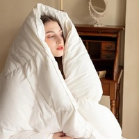 Couette en duvet de plumes d'oie, taille Queen, toute saison, literie de luxe pour hôtel, avec enveloppe en coton 100% doux pour la peau