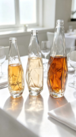 Bouteille en verre facettée vide de 350 ml, 500 ml, 750 ml pour whisky, vodka, brandy, spiritueux