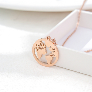 Collier pendentif Bijoux pour femmes Cadeau de mariage Journée des hommes <span class=keywords><strong>Amazon</strong></span> Collier de voyage mondial Carte du monde Bijoux - Product Image 6