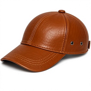 Brown Leather Baseball Cap Adjustable Strap Curved Brim Casual <b>Dad</b> Hat for Outdoor Wear - Product Image 6