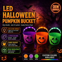 Seau citrouille LED lumineux pour Halloween, sac à bonbons pour la fête de la Toussaint, fournitures de fête Jack-O'-Lantern, vente en gros