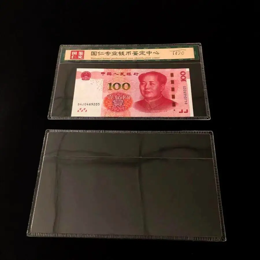 Vinyl PMG Bank Note Pengguna Cover USD Uang Kertas Mata Uang Pemegang Hewan Peliharaan Saku Ganda Membukanya