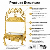 XINGPAI Réchaud de buffet doré de style européen breveté avec couvercle suspendu, ensemble de chafing dish pour hôtels de luxe haut de gamme et mariages