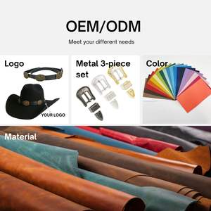 공장 가격 서부 스타일 황소 머리 무늬 PU 가죽 모자 액세서리 서부 카우보이 모자 밴드 - Product Image 5