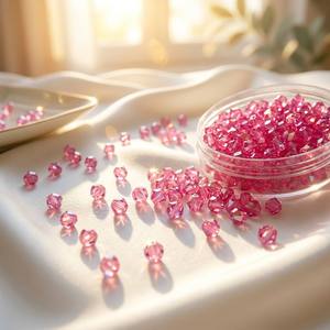 Strass à coudre Premium Rose Clair 4mm Facetté à dos plat, Haute Brillance, Écologique, Durable, Forme Diamant pour Robe de Haute Couture en Verre - Product Image 4